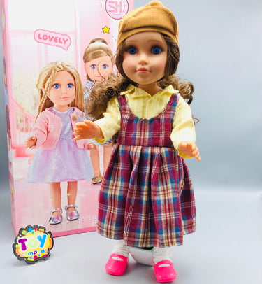 18* Inches Premium Movable Joints Plaid Charm Doll